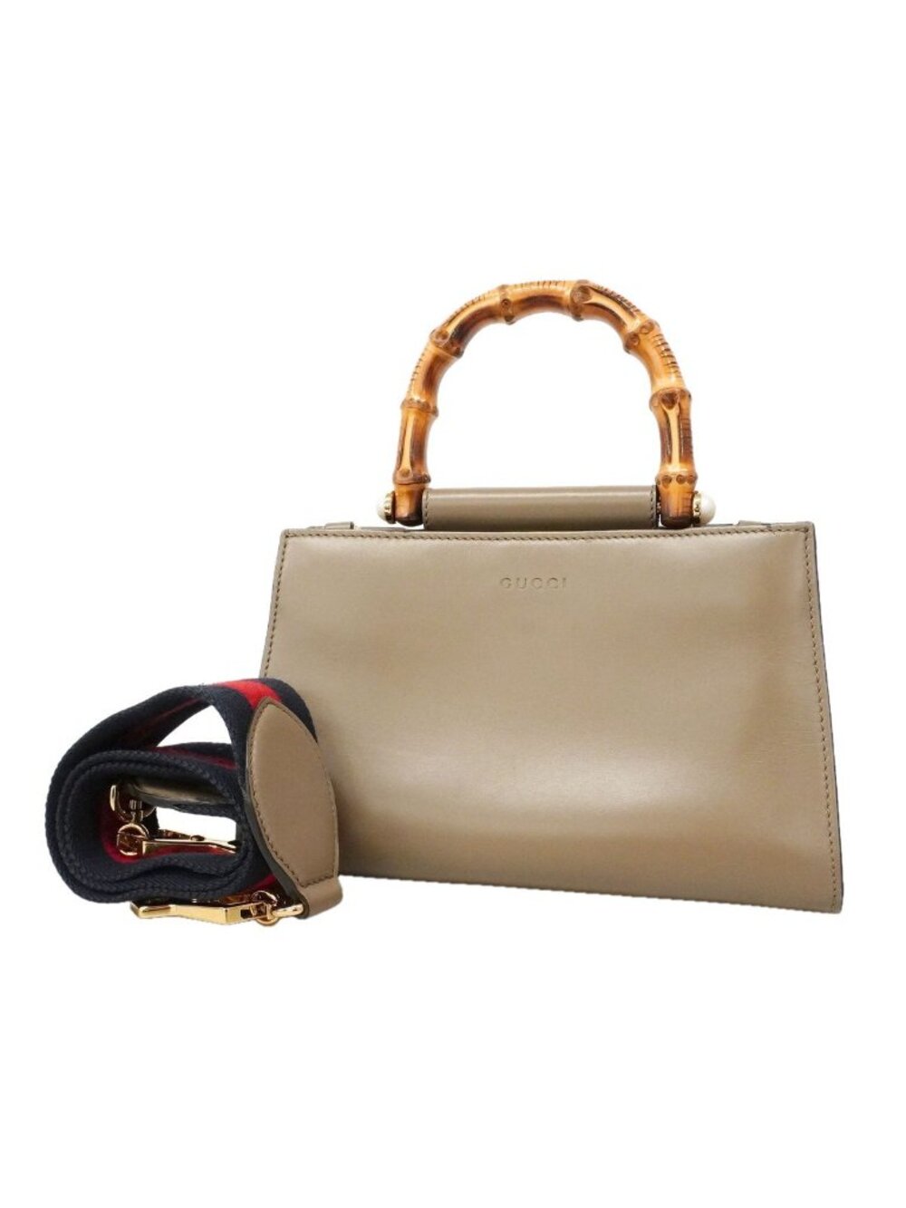 Gucci Handbag Bamboo Leather Brown Gold 2-Way Bag